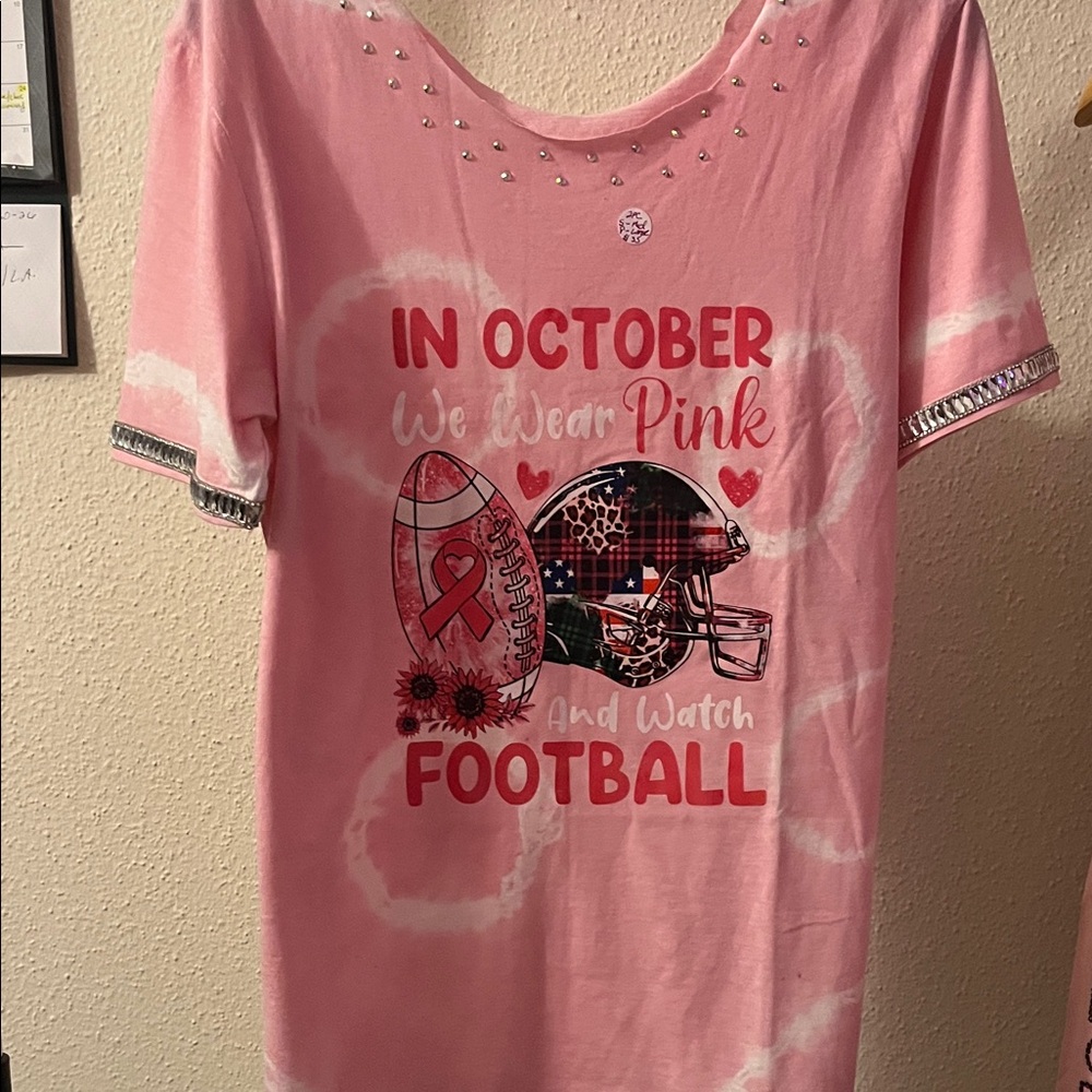 Gildan Pink Football Graphic Tee